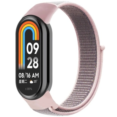 ремінець для xiaomi mi band 8/9/10 nylon (сіро-рожевий) 