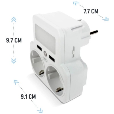 мережевий розгалужувач xo wl-09 eu 2ac+2usb (білий) 