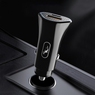 Автомобільний Зарядний Пристрій SkyDolphin SZ16T 1USB/18W/QC3.0 + 1Type-C/18W/PD + (USB - Type-C) (Чорний)