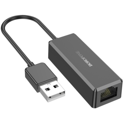 перехідник borofone dh7 ricco usb to rj45 (100 mbps) (чорний) 