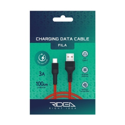 кабель ridea rc-m122 fila usb - type-c 3a/1m (червоно-чорний) 