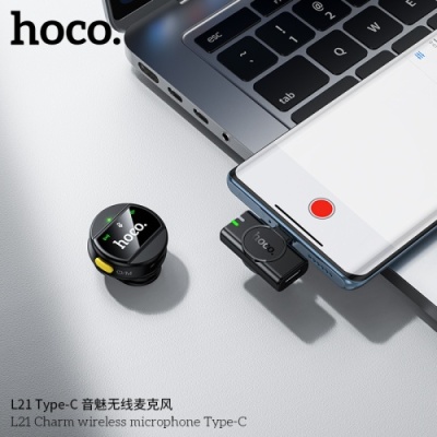 мікрофон петличний бездротовий hoco l21 type-c (чорний) 