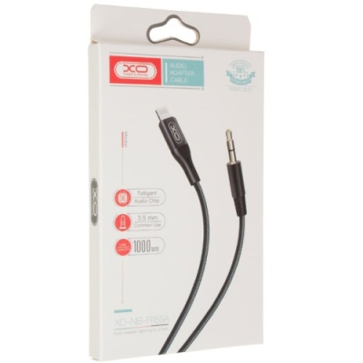 кабель aux xo nbr155a 3.5mm(male) - lightning(male) 1m (чорний) 