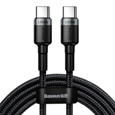 кабель baseus cafule type-c - type-c 100w 5a/2m (catklf-alg1) (black/gray) 