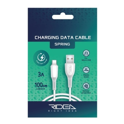 кабель ridea rc-m113 spring usb - microusb 3a/1m (білий) 