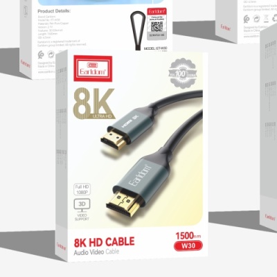 кабель hdmi earldom et-w30 hdmi-hdmi 8k/1.5m (чорний) 