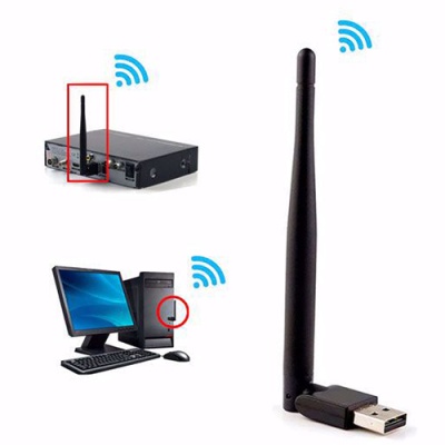 usb wi-fi адаптер 7601 5db new для тюнера т2/комп'ютера (чорний) 