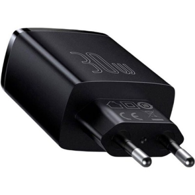 мережевий зарядний пристрій baseus cube fast charger eu cluster (p10111402113-00) 2usb/qc3.0 + 1type-c/30w/pd (чорний) 