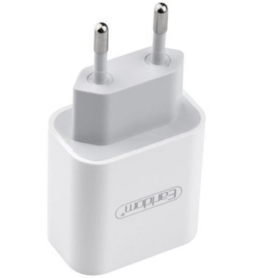 мережевий зарядний пристрій earldom es-kc23c-l 1type-c/18w/pd + (type-c - lightning) (білий) 