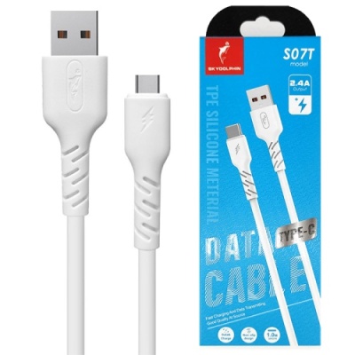 кабель skydolphin s07t tpe high elastic line usb - type-c 2.4a/1m (білий) 