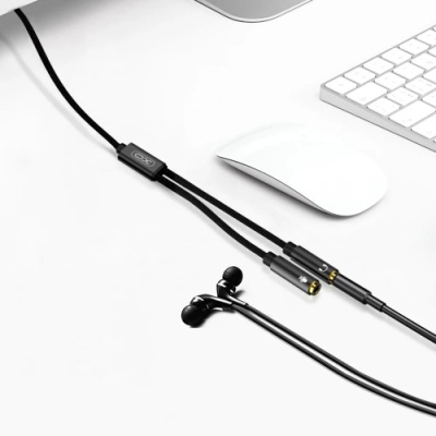 розгалужувач aux xo nb-r197 3.5mm male to audio + microphone 0.23m (чорний) 