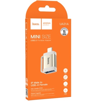 перехідник hoco ua31a lightning - usb (сірий) 