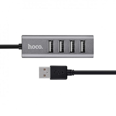 usb hub hoco hb1 line machine 4usb (сірий) 