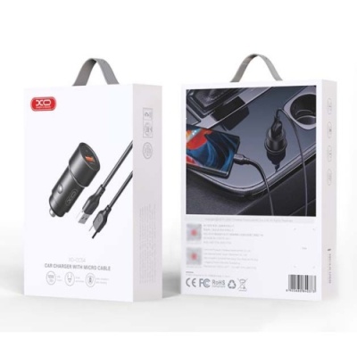 Автомобільний Зарядний Пристрій XO CC54 1USB/18W/QC3.0 + (USB - Type-C) (Чорний)