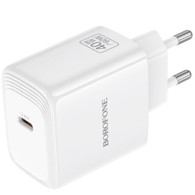 мережевий зарядний пристрій borofone bn33 pd40w (1type-c) (білий) 