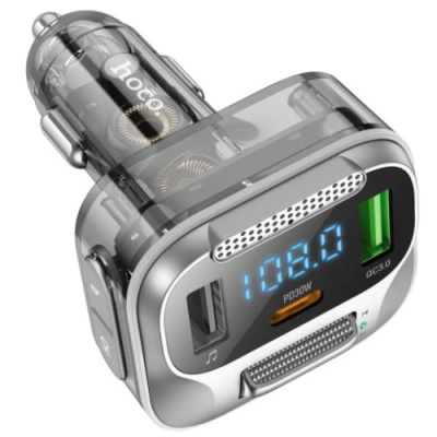 FM Модулятор Hoco E75 Bravery PD30W+QC3.0 car BT FM transmitter (Чорний)