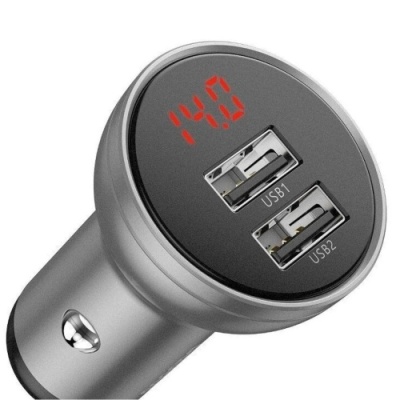 Автомобільний Зарядний Пристрій Baseus Digital (CCBX-0S) 2USB/24W (Silver)