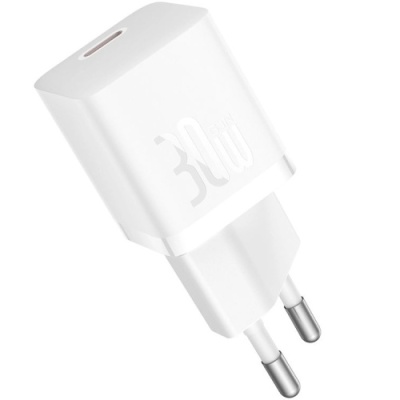 мережевий зарядний пристрій baseus gan5 (ccgn070402) 1type-c/30w/pd (білий) 