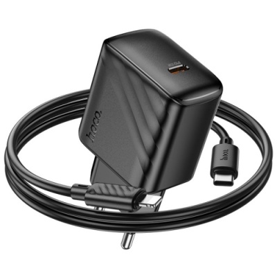 мережевий зарядний пристрій hoco cs24a 1type-c/25w/pd + (type-c - lightning) (чорний) 