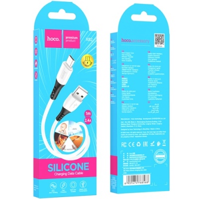 кабель hoco x82 silicone usb - microusb 2.4a/1m (білий) 