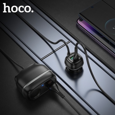 Розгалужувач прикурювача HOCO Z59A PD96W (1 роз'єм прикурювача/2USB/2Type-C/240W) (Чорний
