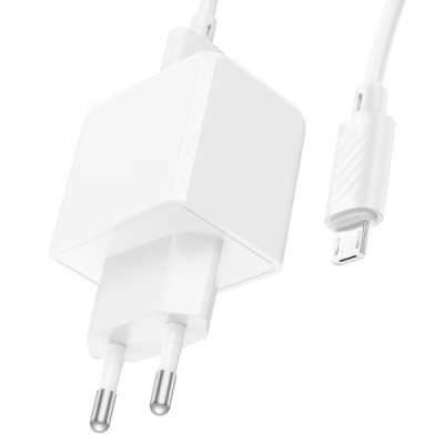 мережевий зарядний пристрій hoco cs11a 1usb/2.1a + (usb - microusb) (білий) 