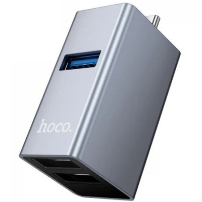 usb hub hoco hb54a 3in1 (type-c to usb2.0*2+usb3.0) (сірий) 