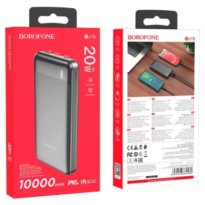додаткова батарея power bank borofone bj19 incredible pd20w+qc3.0 10000mah (чорний) 