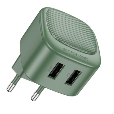 мережевий зарядний пристрій borofone bas21a special 2usb/10.5w/2a (зелений) 