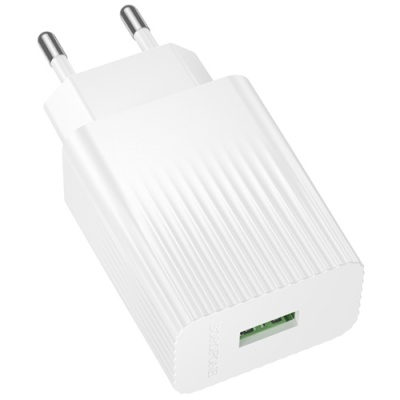 мережевий зарядний пристрій borofone bas72a 1usb/18w/qc3.0 (білий) 
