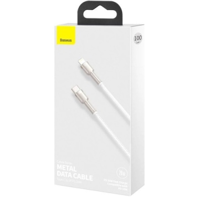 кабель baseus cafule metal (pd) type-c - lightning 20w/1m (catljk-a02) (white) 