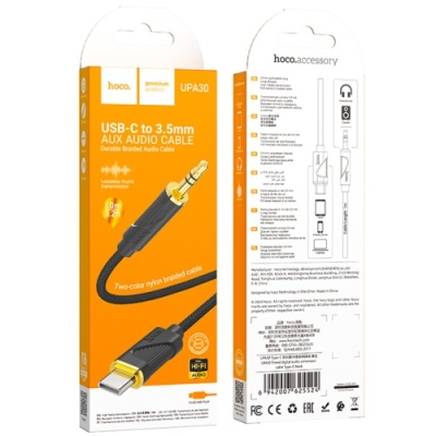 кабель aux hoco upa30 3.5mm(male) - type-c(male) 1m (чорний) 