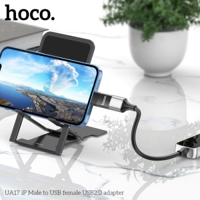 перехідник hoco ua17 usb female to lightning male usb2.0 otg adapter black 