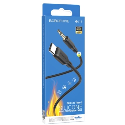 кабель aux borofone bl18 3.5mm(male) - type-c(male) 1m (чорний) 