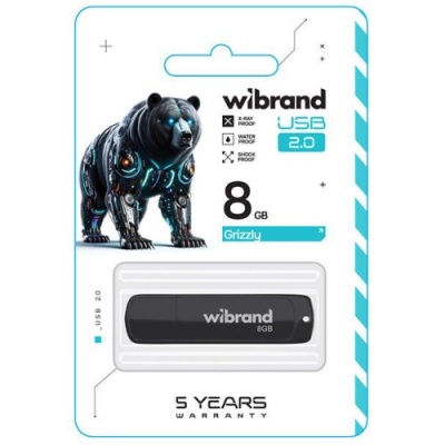 usb флеш-накопичувач wibrand 8gb grizzly (чорний) 
