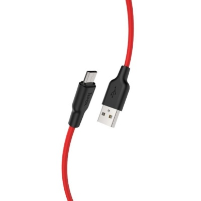 кабель hoco x21 plus silicone usb - microusb 2.4a/2m (чорно-червоний) 