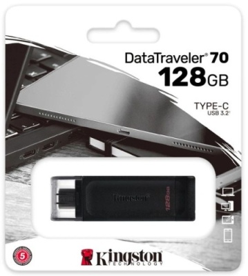 usb флеш-накопичувач 3.2 kingston datatraveler 70 128gb (чорний) 