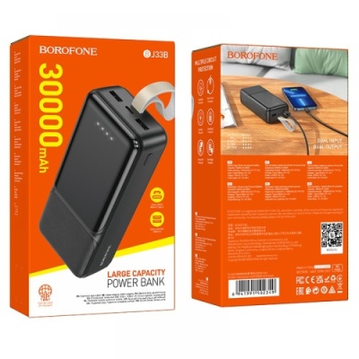 додаткова батарея power bank borofone bj33b creed 30000 mah (чорний) 