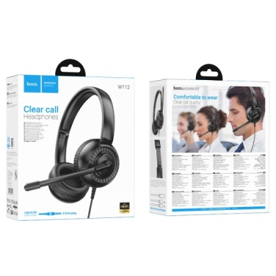 навушники для комп'ютера hoco w112 pure (чорний) 