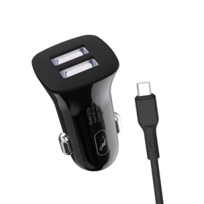 Автомобільний Зарядний Пристрій SkyDolphin SZ08V 2USB/2.4A + (USB - MicroUSB) (Чорний)