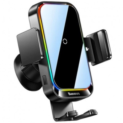 Автотримач з бездротовою зарядкою Baseus Wireless Charger Halo 15W (SUDD000001) Black