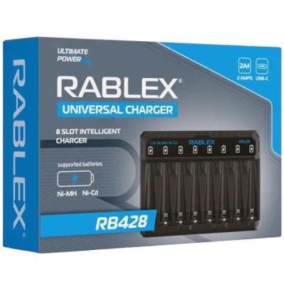 зарядний пристрій rablex rb-428 8ак (aa,aaa) 