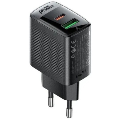 мережевий зарядний пристрій acefast a98 pd30w+qc 3.0 (1type-c/usb/3a) (чорний) 