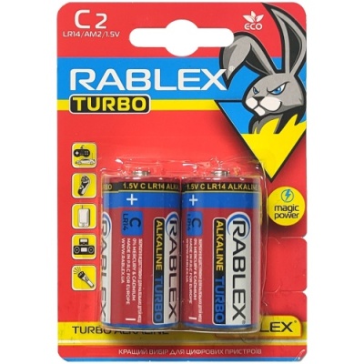батарейка rablex lr14 turbo bl (2шт) 