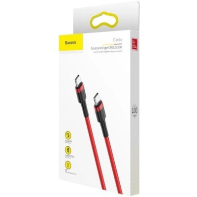 кабель baseus cafule type-c - type-c 60w/1m (catklf-g09) (red-black) 