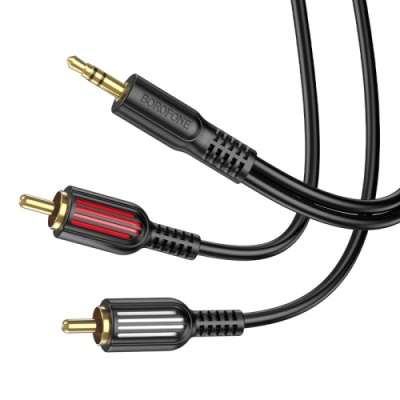 кабель aux borofone bl11 3.5mm to 2*rca 1,5m (чорний) 
