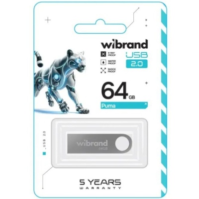 usb флеш-накопичувач wibrand 64gb puma (срібло) 
