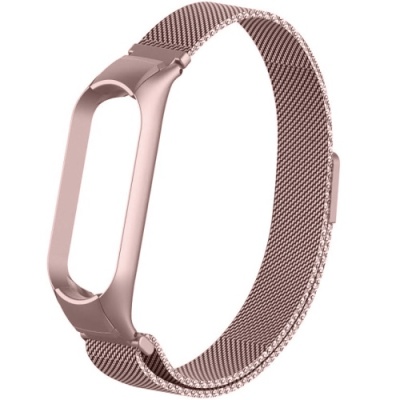 ремінець для xiaomi mi band 3/4/5/6 (milanese loop vs magnet) (рожевий) 