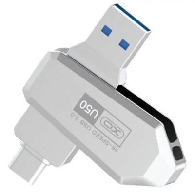 usb флеш-накопичувач xo u50 usb3.0 + type-c 128gb (сталевий) 