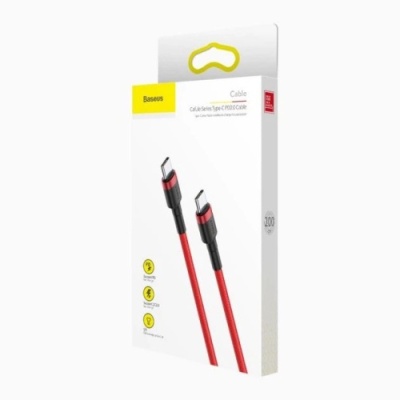 кабель baseus cafule type-c - type-c 60w/2m (catklf-h09) (red) 